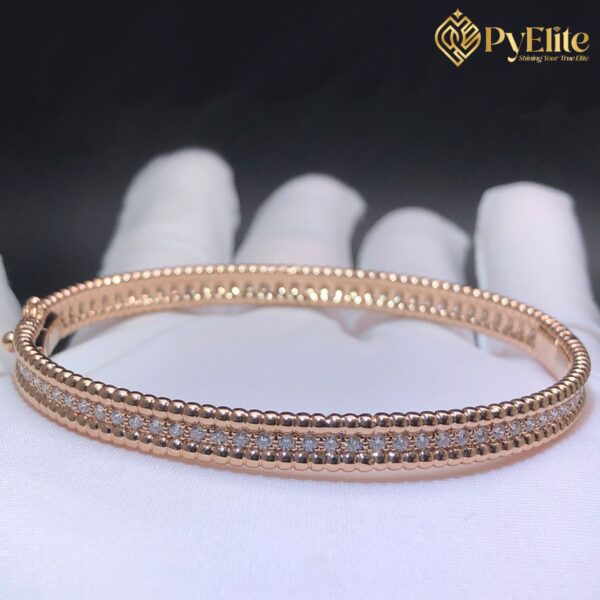 Custom Made 1:1 Van Cleef & Arpels Perlee Diamonds Bracelet 1 Row 18K Rose Gold Medium Model
