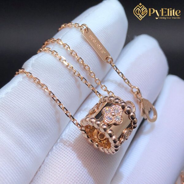 Custom Made 1:1 Van Cleef & Arpels Perlée Clovers 18K Rose Gold Diamond Pendant