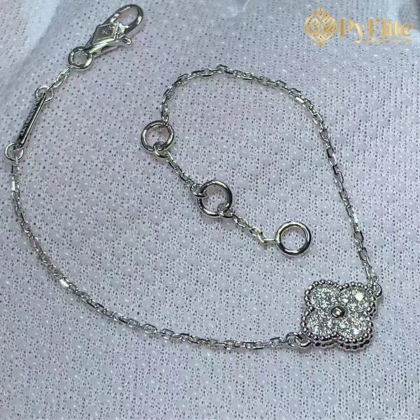 Custom Made 1:1 Van Cleef & Arpels Sweet Alhambra 18K White Gold 1 Motif Diamond Bracelet