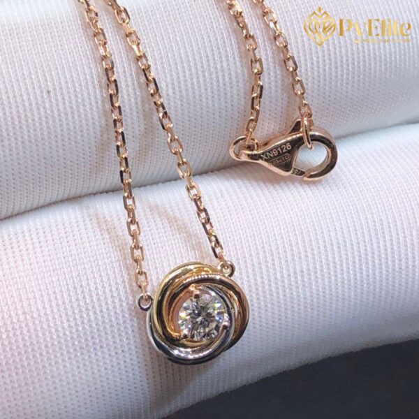 Custom Made 1:1 Cartier Trinity 18K Pink White Yellow Gold Diamond Necklace