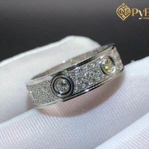 Custom Made 1:1 Cartier Love Full Diamond-paved 6.5mm Band 18k White Gold Ring N4210400