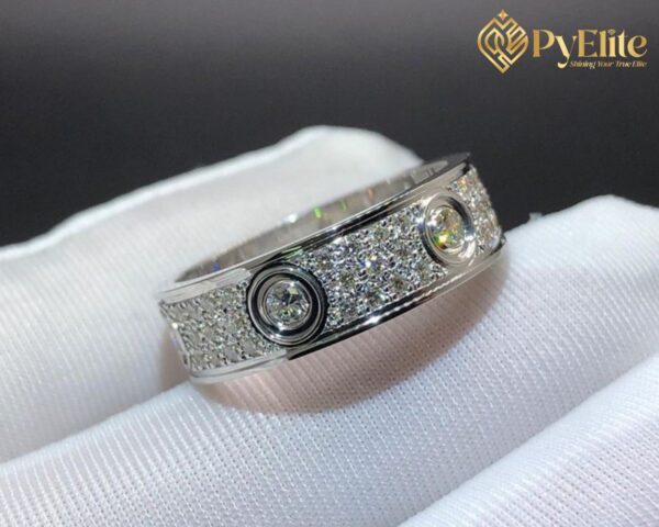 Custom Made 1:1 Cartier Love Full Diamond-paved 6.5mm Band 18k White Gold Ring N4210400