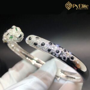 Cartier Panthere de Cartier 18K White Gold Pave Diamonds Onyx Bracelet N6722317