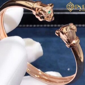 Cartier Panthere de Cartier Tsavorite Onyx Pure 18K Rose Gold Open Cuff Bracelet 1:1 Custom Made N6711617