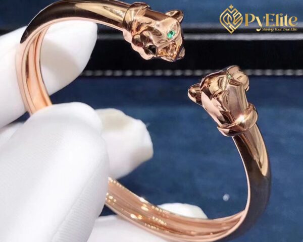 Cartier Panthere de Cartier Tsavorite Onyx Pure 18K Rose Gold Open Cuff Bracelet 1:1 Custom Made N6711617