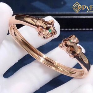 Cartier Panthere de Cartier Tsavorite Onyx Pure 18K Rose Gold Open Cuff Bracelet 1:1 Custom Made N6711617