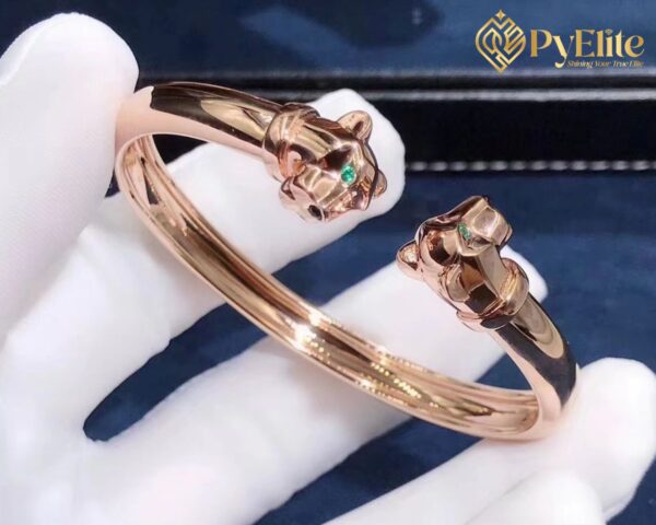 Cartier Panthere de Cartier Tsavorite Onyx Pure 18K Rose Gold Open Cuff Bracelet 1:1 Custom Made N6711617