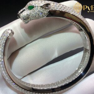 1:1 Custom Made Cartier Platinum Full Pave Diamonds Onyx Panthère de Cartier High Jewelry Bracelet H6007517