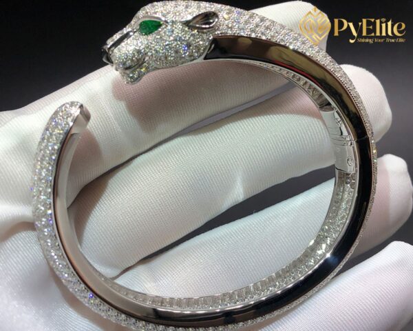 1:1 Custom Made Cartier Platinum Full Pave Diamonds Onyx Panthère de Cartier High Jewelry Bracelet H6007517